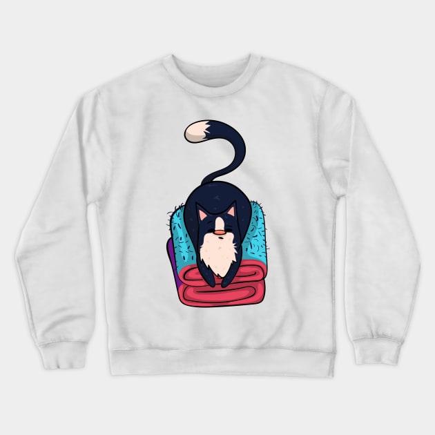 Black and White Cat Fur Galore Crewneck Sweatshirt by KPrimeArt